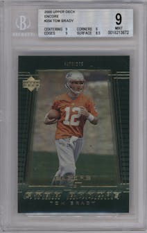 Tom Brady from the 2000 Upper Deck Encore set graded by Beckett and given an overall grade of 9.