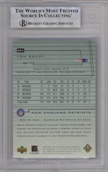 Tom Brady from the 2000 Upper Deck Encore set graded by Beckett and given an overall grade of 9.