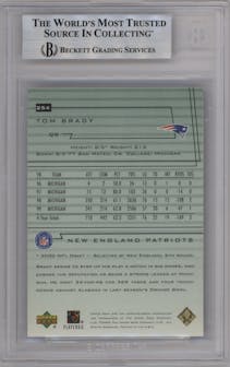 Tom Brady from the 2000 Upper Deck Encore set graded by Beckett and given an overall grade of 9.