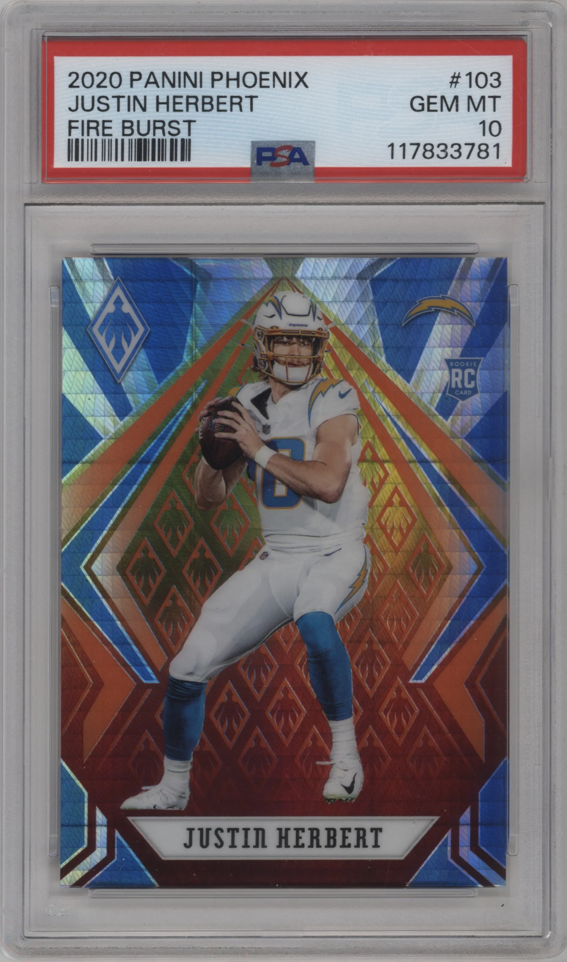 2020 Panini Phoenix Justin Herbert Fire Burst PSA 10
