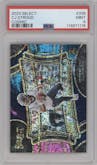 C.J. Stroud from the 2023 Panini Select set featuring a Cosmic parallel graded by PSA and given an overall grade of 9.