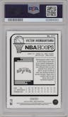 Victor Wembanyama from the 2023-24 Panini NBA Hoops set featuring a Teal Explosion parallel graded by PSA and given an overall grade of 9.