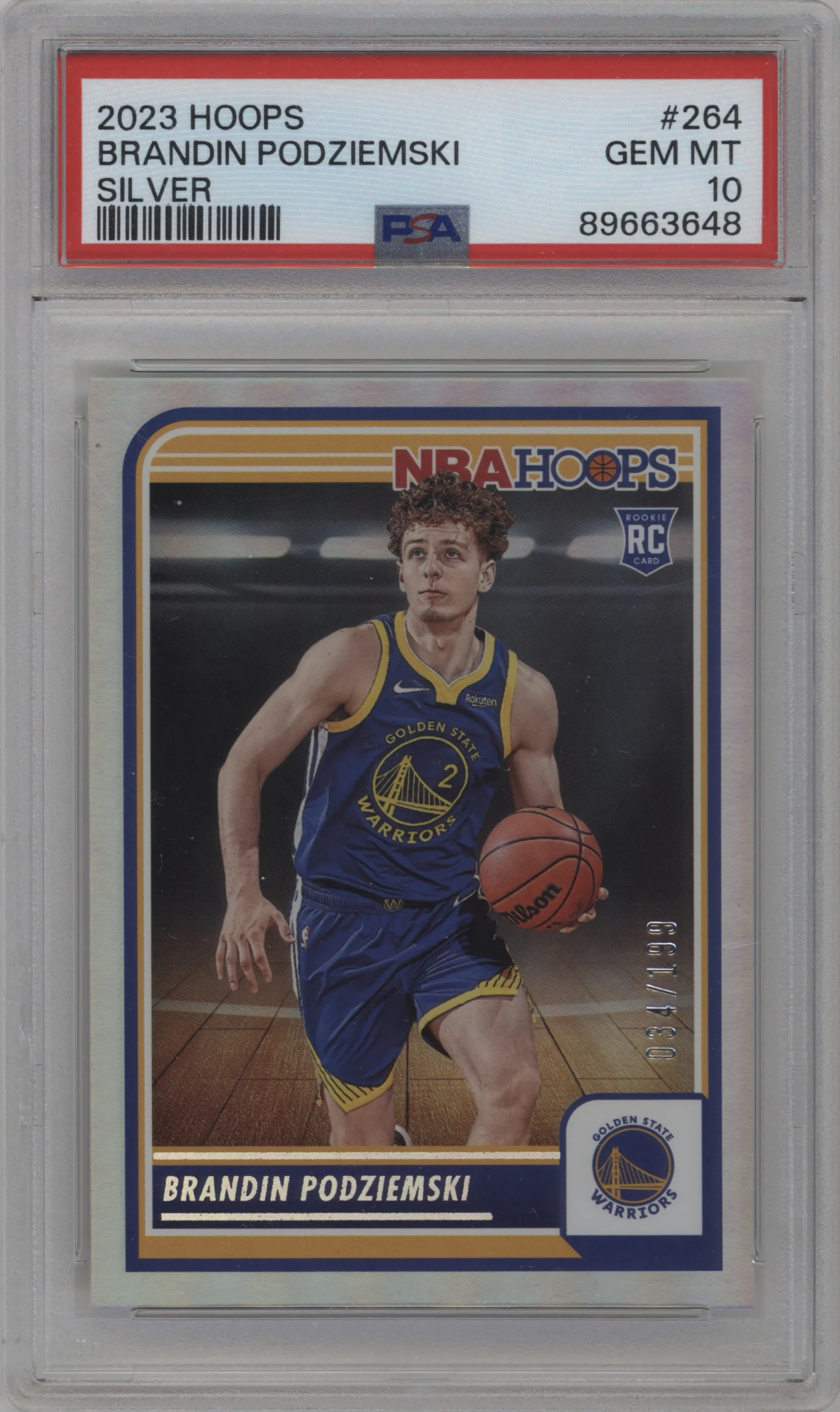 2023 Panini NBA Hoops Brandin Podziemski Silver #264 PSA 10