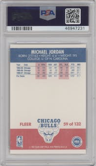 Michael Jordan from the 1987-88 Fleer set graded by PSA and given an overall grade of 8.