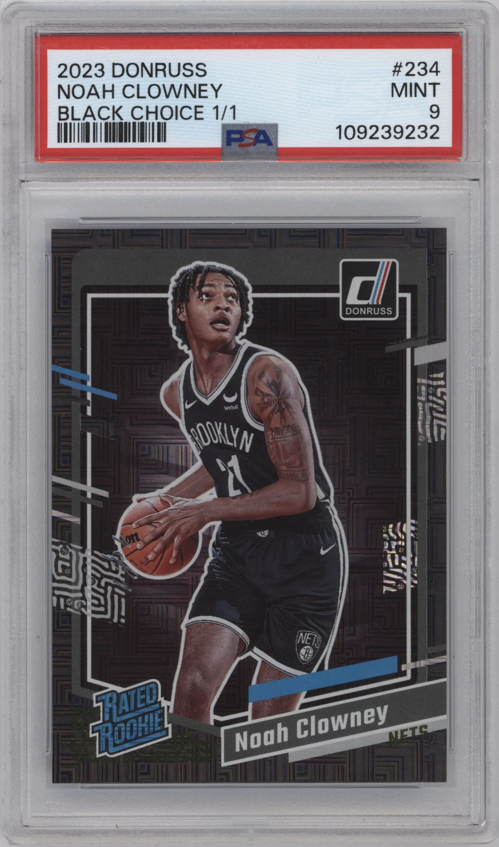 2023 Panini Donruss Rated Rookie Noah Clowney Choice Black PSA 9