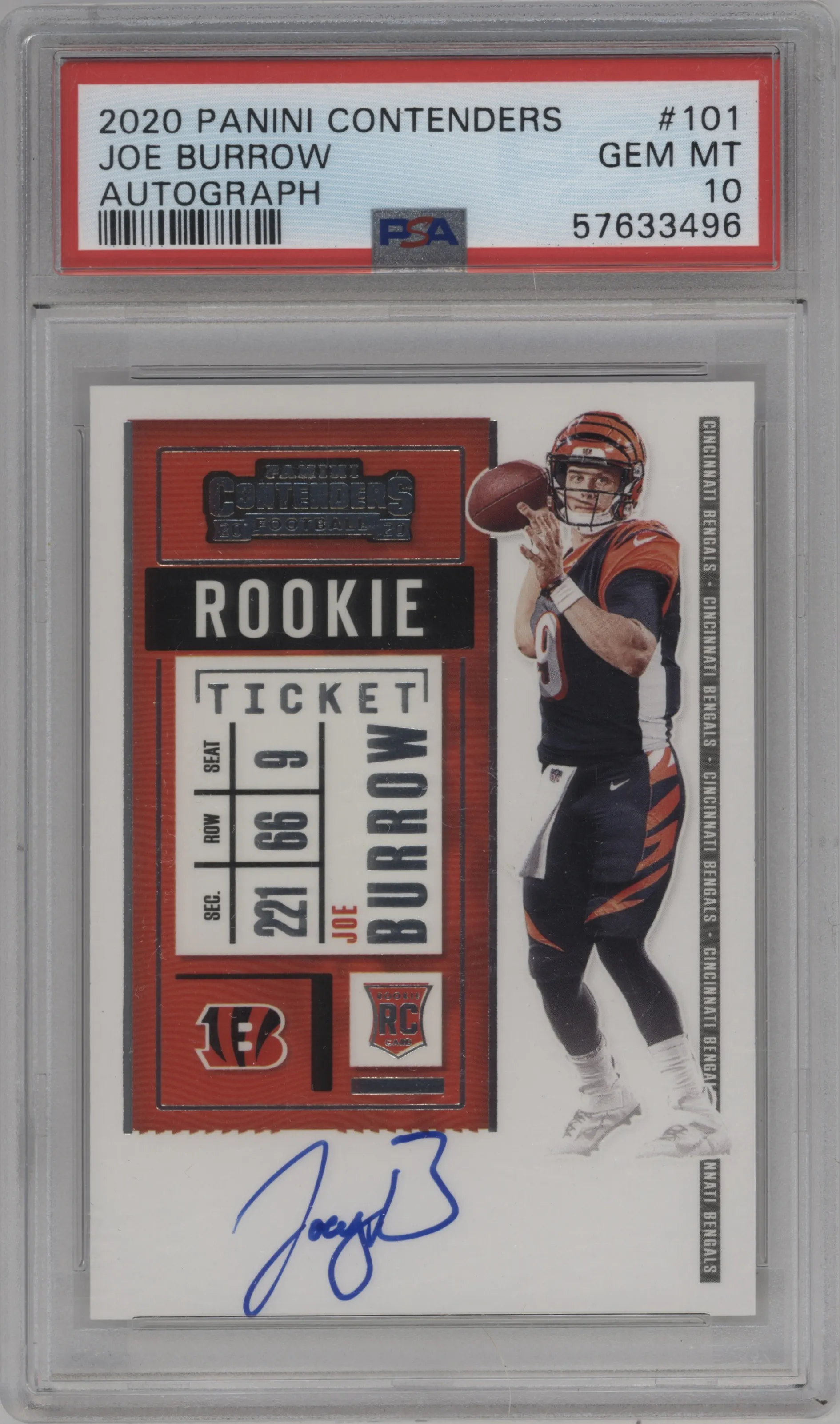 2020 Panini Contenders Rke.Tkt.RPS Joe Burrow #101 PSA 10