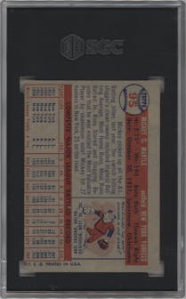 Mickey Mantle from the 1957 Topps set graded by SGC and given an overall grade of 3.