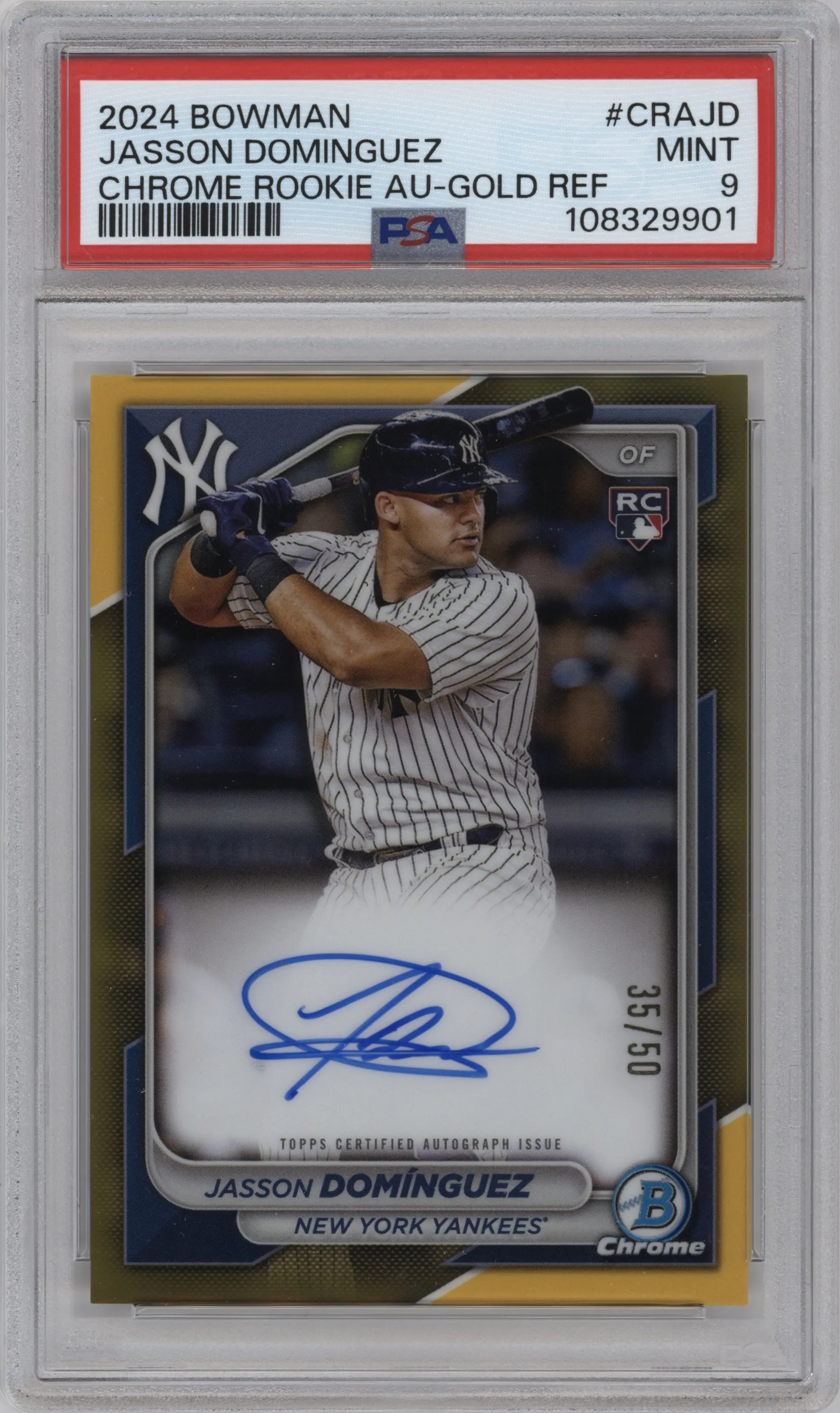 2024 Bowman Chr.Rke.Auto Jasson Dominguez Gold Refractor PSA 9