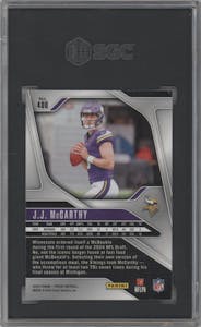 J.J. McCarthy from the 2024 Panini Prizm set graded by SGC and given an overall grade of 9.5.