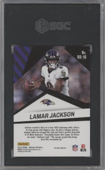 Lamar Jackson from the 2022 Panini Mosaic set graded by SGC and given an overall grade of 10.