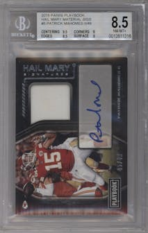 Patrick Mahomes II from the 2018 Panini Playbook set graded by Beckett and given an overall grade of 8.5.