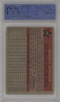 Mickey Mantle from the 1958 Topps set graded by PSA and given an overall grade of 5.