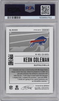 Keon Coleman from the 2024 Panini Prizm set graded by PSA and given an overall grade of 10.
