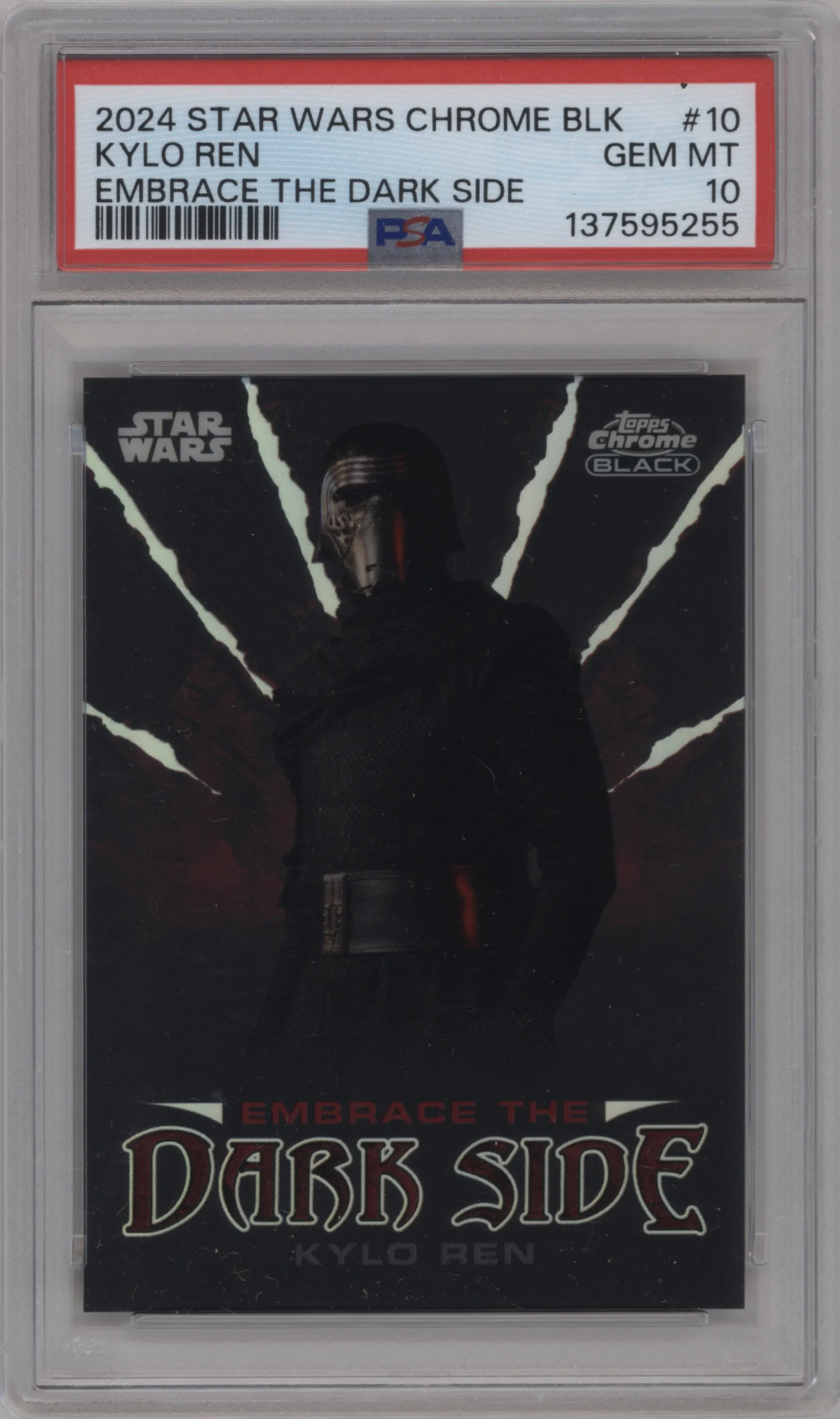2024 Topps Chrome Black Star Wars Embrace the Darkside Kylo Ren PSA 10