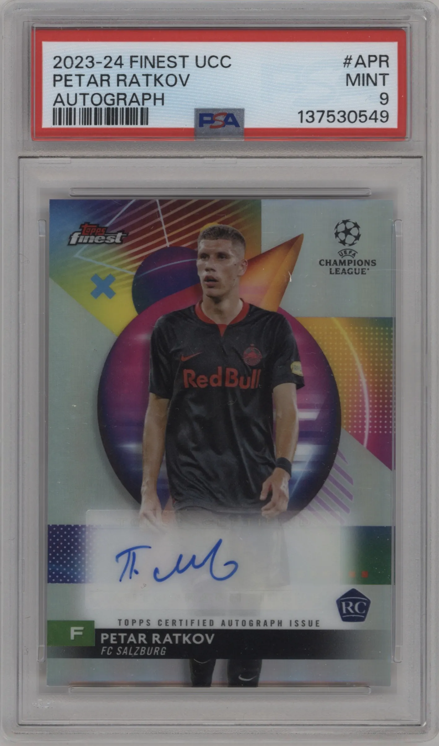 2023 Topps Finest UEFA Club Competitions Auto Petar Ratkov PSA 9