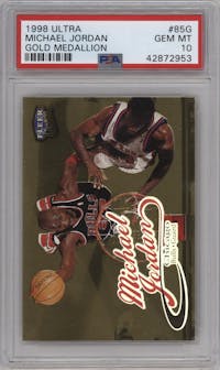 Michael Jordan from the 1998-99 Fleer Ultra set graded by PSA and given an overall grade of 10.