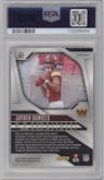 Jayden Daniels from the 2024 Panini Prizm set featuring a Silver Prizm parallel graded by PSA and given an overall grade of 9.