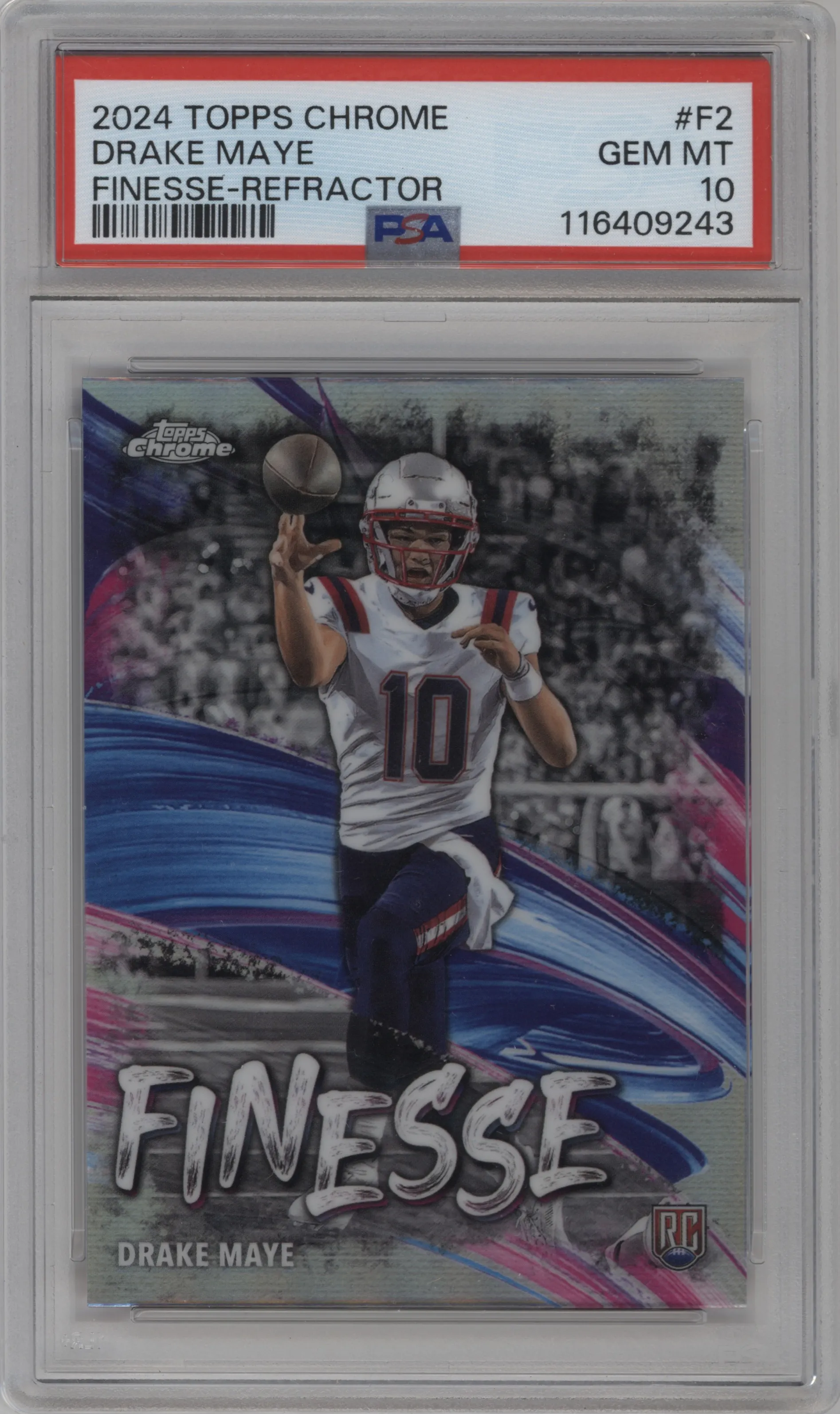 2024 Topps Chrome Finesse Drake Maye Refractor #F-2 PSA 10