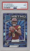 Jayden Daniels from the 2024 Donruss set graded by PSA and given an overall grade of 9.