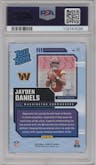 Jayden Daniels from the 2024 Donruss set graded by PSA and given an overall grade of 9.