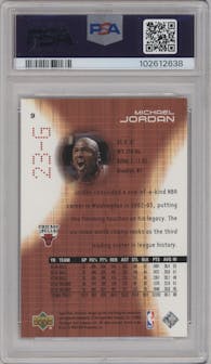 Michael Jordan from the 2003-04 Upper Deck Hardcourt  set graded by PSA and given an overall grade of 10.