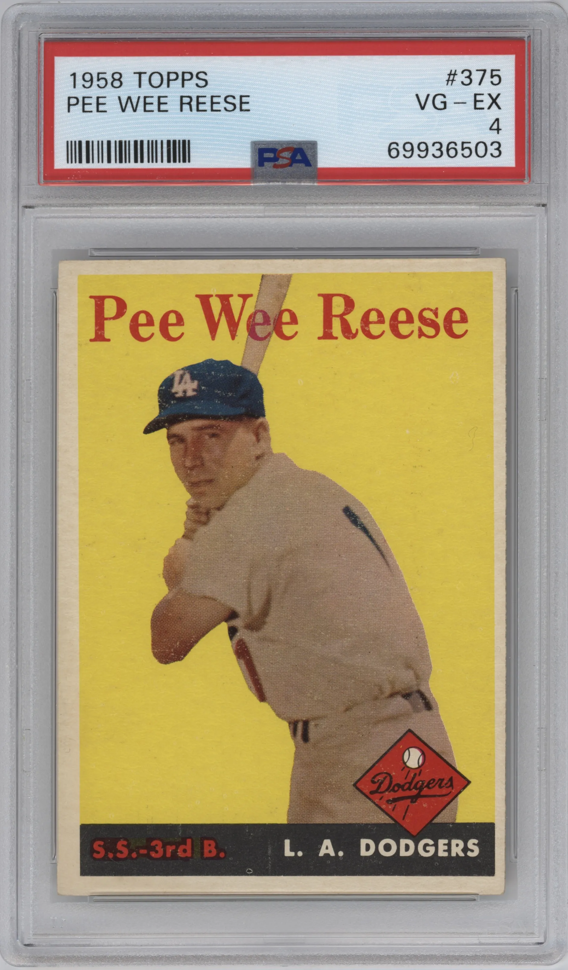 1958 Topps Pee Wee Reese #375 PSA 4