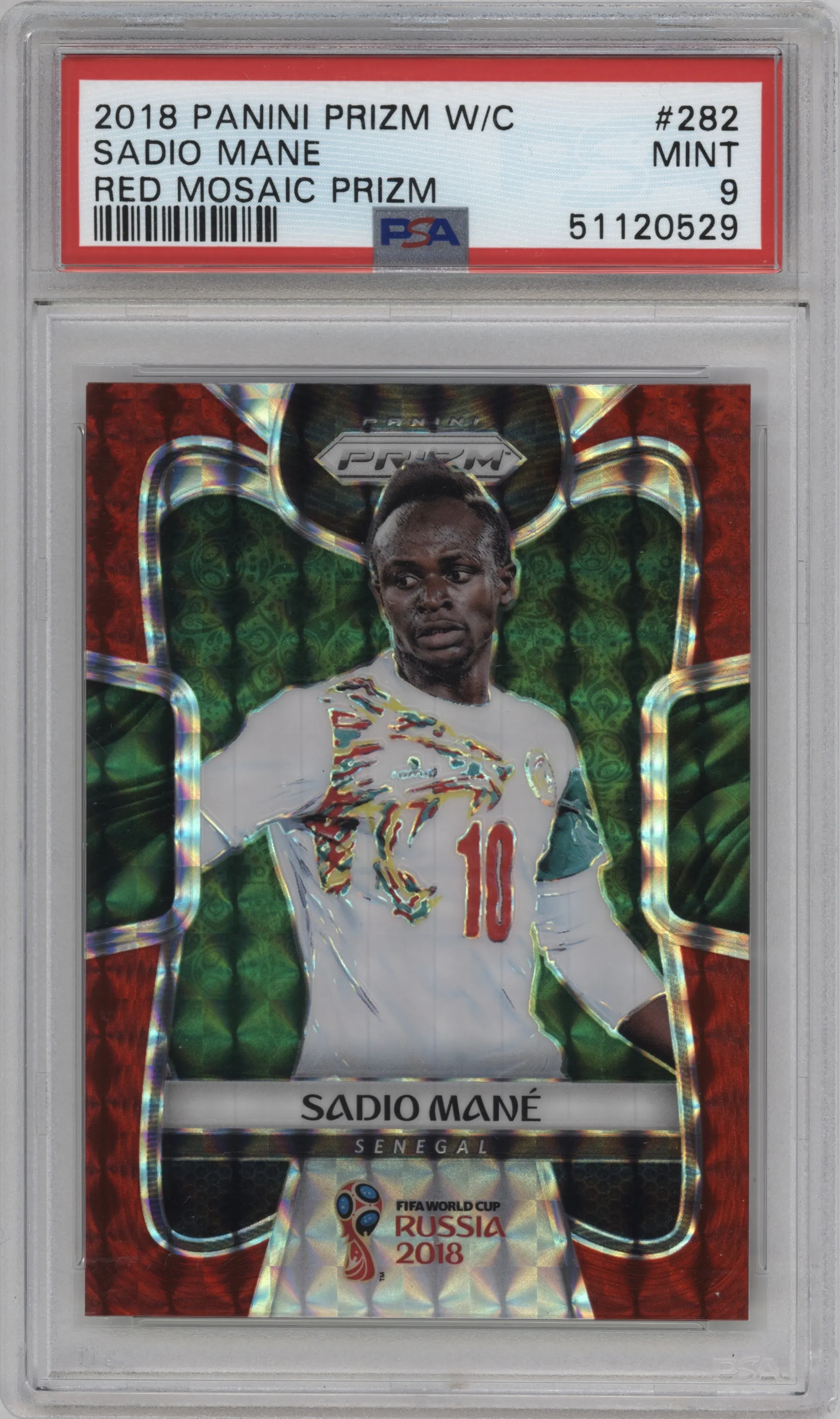 2018 Panini Prizm World Cup Sadio Mane Red Mosaic PSA 9