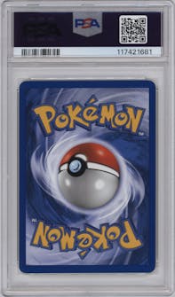 Ampharos from the 2001 Pokemon Neo Genesis set graded by PSA and given an overall grade of 8.