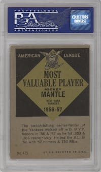 Mickey Mantle from the 1961 Topps set graded by PSA and given an overall grade of 6.