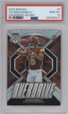 Jayden Daniels from the 2024 Panini Mosaic set featuring a Silver parallel graded by PSA and given an overall grade of 10.