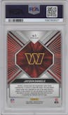 Jayden Daniels from the 2024 Panini Mosaic set featuring a Silver parallel graded by PSA and given an overall grade of 10.