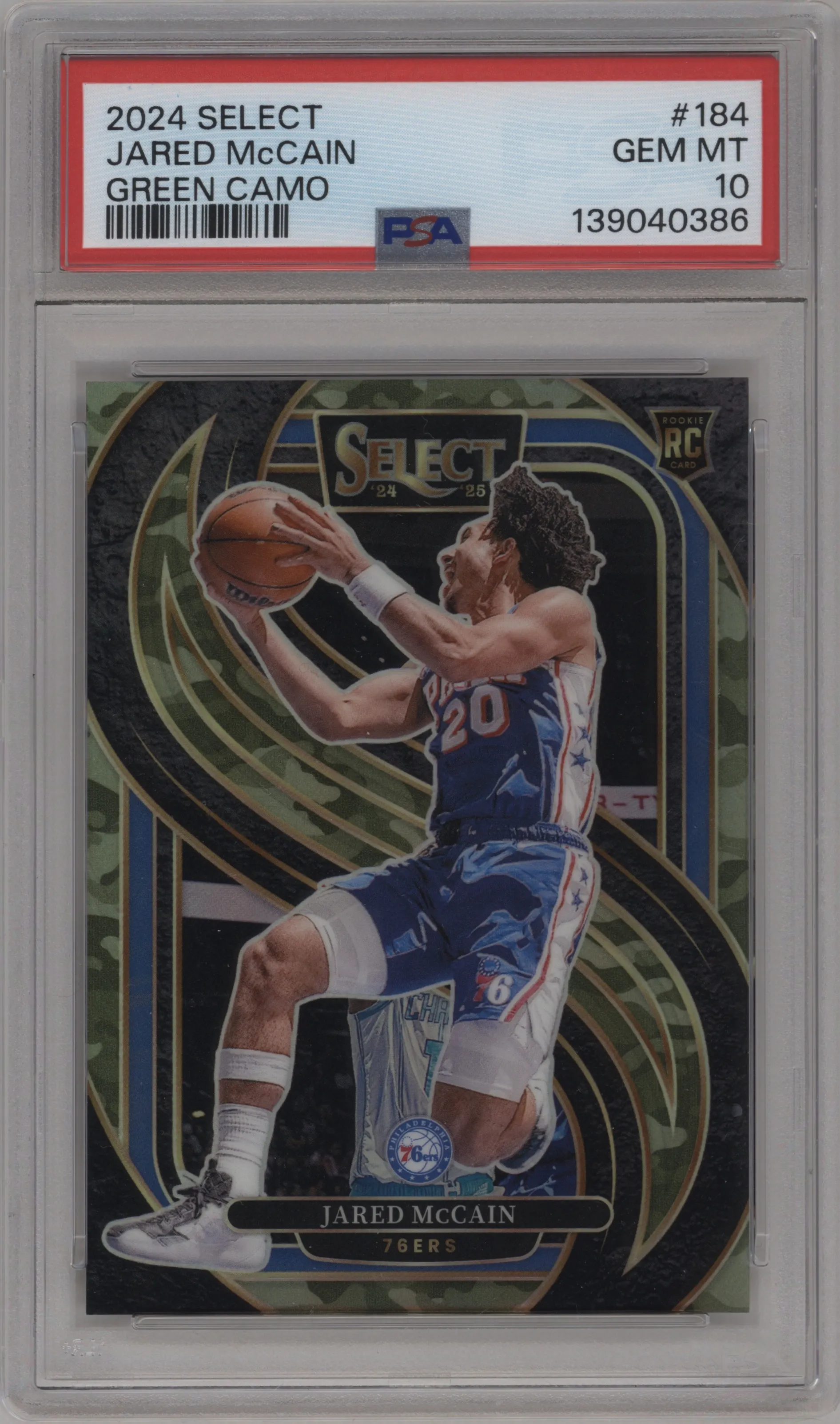 2024 Panini Select Pre.Lvl. Jared McCain Green Camo #184 PSA 10