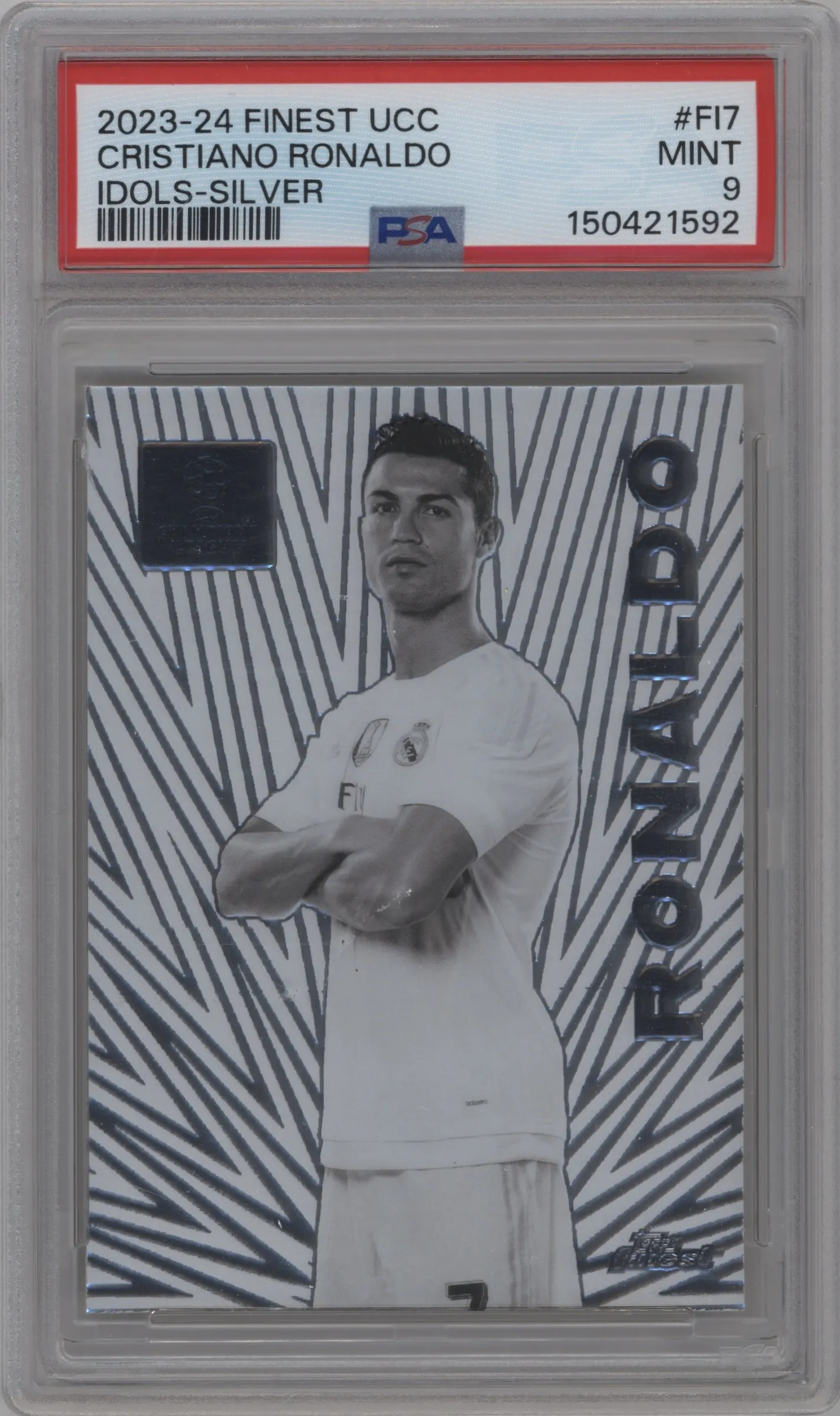 2023 Topps Finest UEFA Club Competitions Finest Idols Cristiano Ronaldo Silver #FI-7 PSA 9