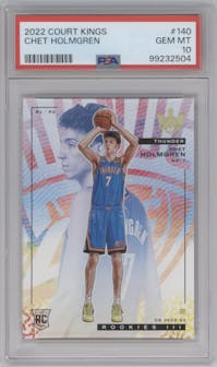 Chet Holmgren from the 2022-23 Panini Court Kings set graded by PSA and given an overall grade of 10.