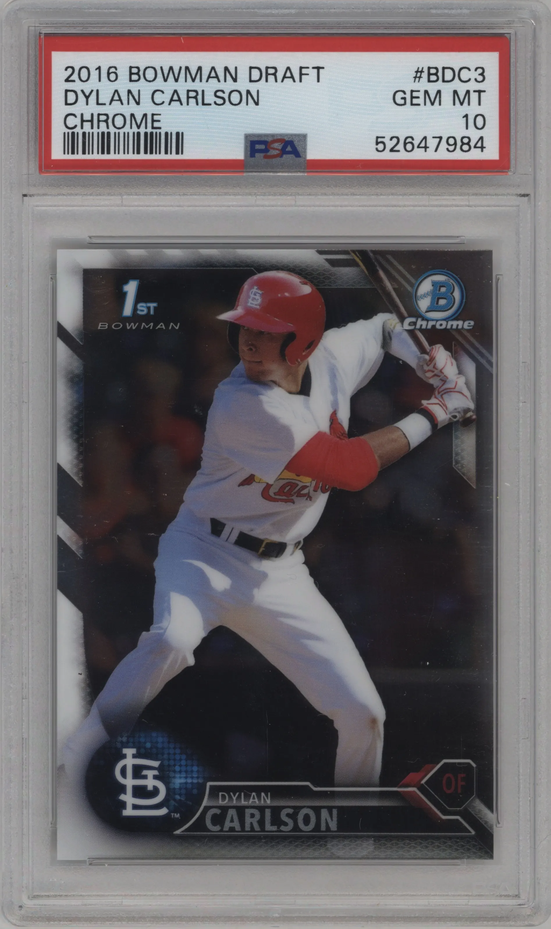 2016 Bowman Draft Chrome Dylan Carlson PSA 10