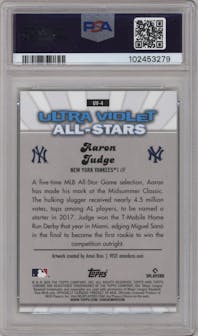 Aaron Judge from the 2024 Topps Chrome set graded by PSA and given an overall grade of 10.