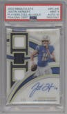 Justin Herbert from the 2022 Panini Immaculate Collection set featuring a Gold parallel graded by PSA and given an overall grade of 9.