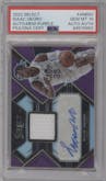 Isaac Okoro from the 2022-23 Panini Select set featuring a Purple Prizm parallel graded by PSA and given an overall grade of 10.
