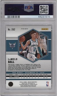 LaMelo Ball from the 2020-21 Panini Mosaic set featuring a Green Mosaic parallel graded by PSA and given an overall grade of 10.