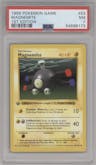 Magnemite from the 1999 Pokemon set graded by PSA and given an overall grade of 7.