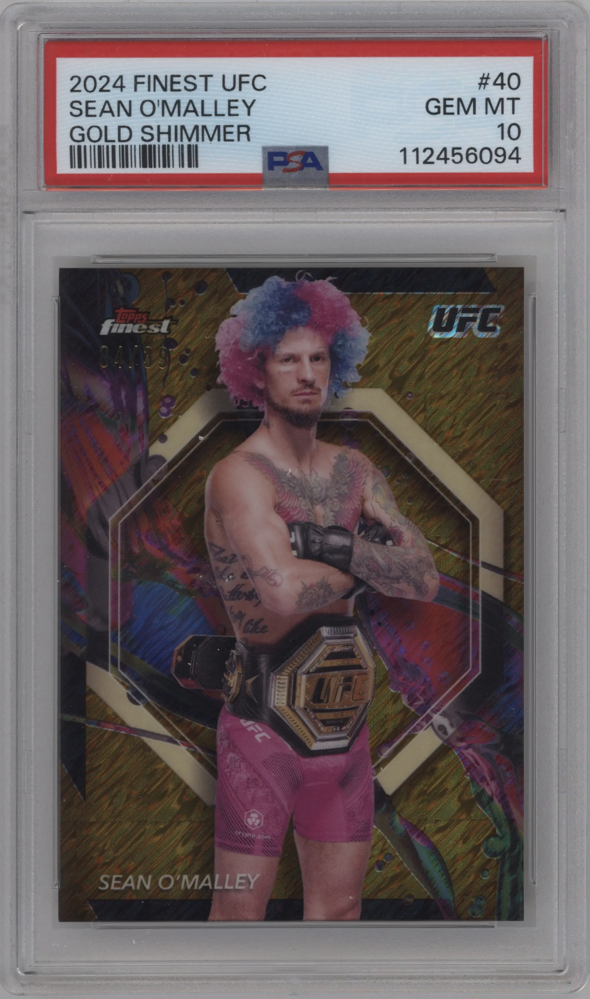 2024 Topps Finest UFC Sean O'Malley Gold Shimmer Refractors #40 PSA 10