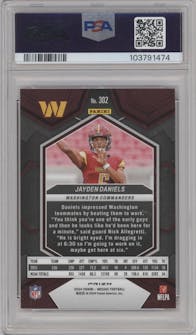 Jayden Daniels from the 2024 Panini Mosaic set featuring a Red Mosaic parallel graded by PSA and given an overall grade of 10.