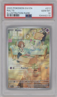 Ralts from the 2023 Pokemon SV set graded by PSA and given an overall grade of 10.