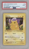 Pikachu from the 1999 Pokemon set featuring a Red Cheeks parallel graded by PSA and given an overall grade of 9.