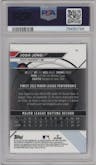 Josh Jung from the 2023 Topps Finest set featuring a Gold Refractor parallel graded by PSA and given an overall grade of 10.