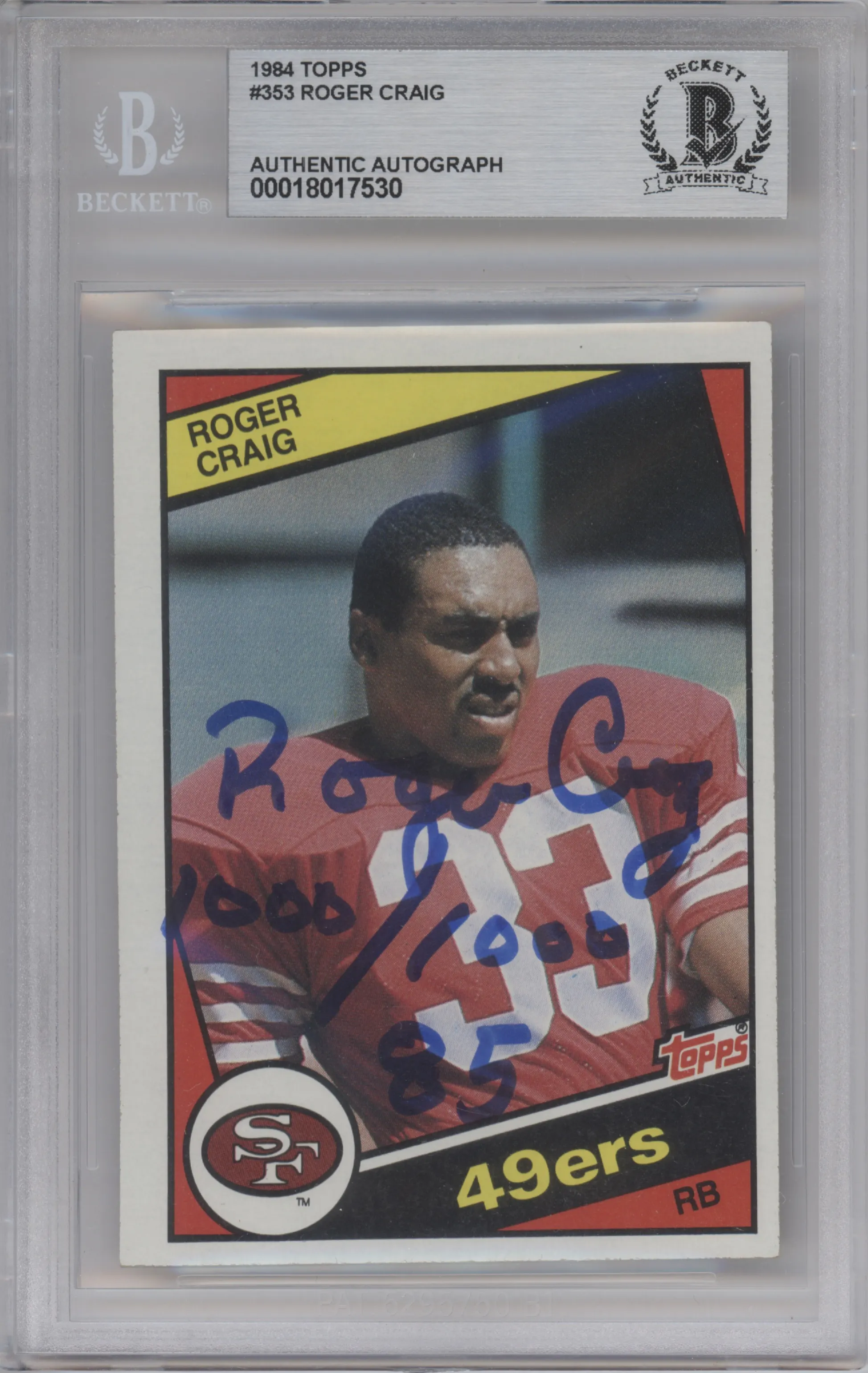 1984 Topps Roger Craig BGS AUTHENTIC BGS