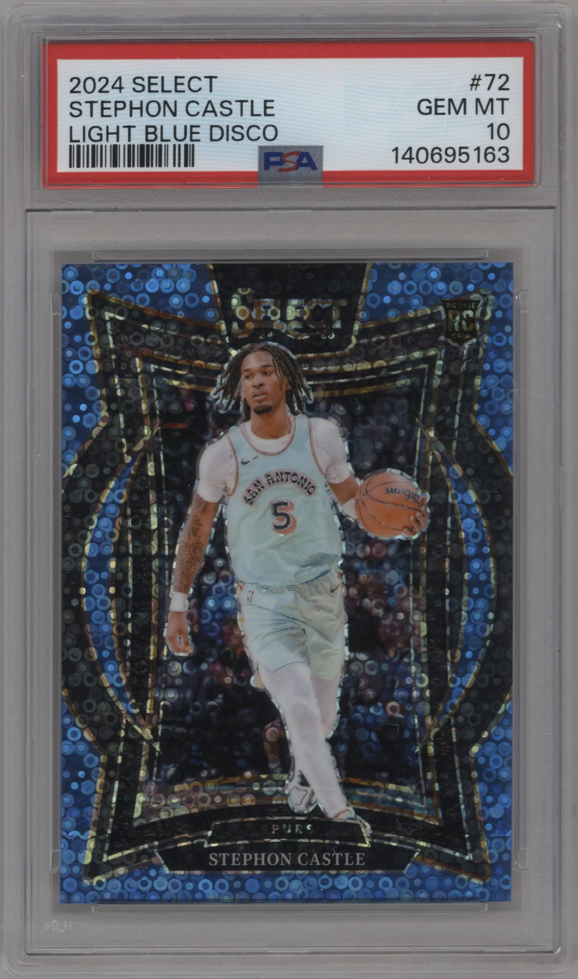 2024 Panini Select Stephon Castle Disco Light Blue #72 PSA 10