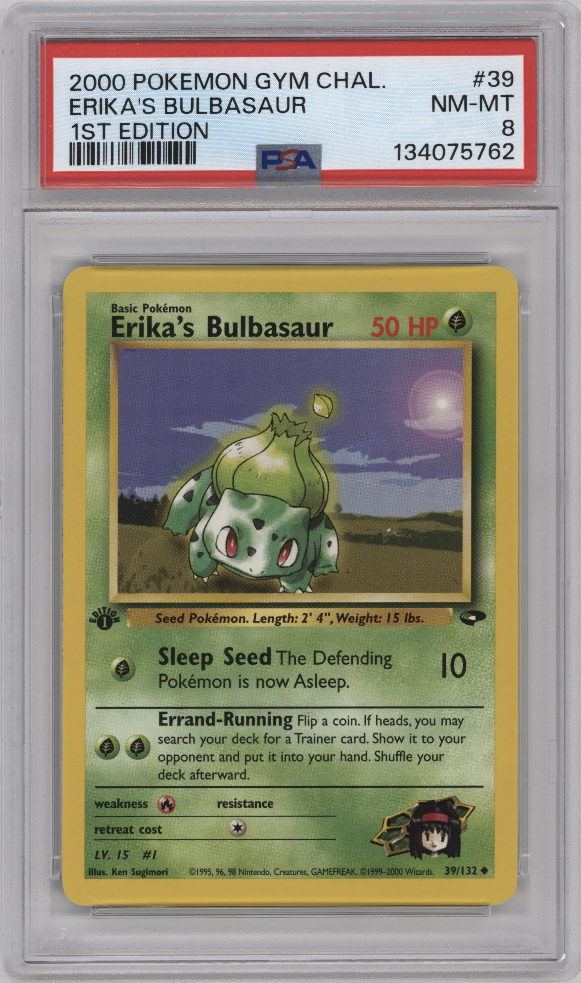 2000 Pokemon GH Gym Challenge Erika's Bulbasaur #39 PSA 8