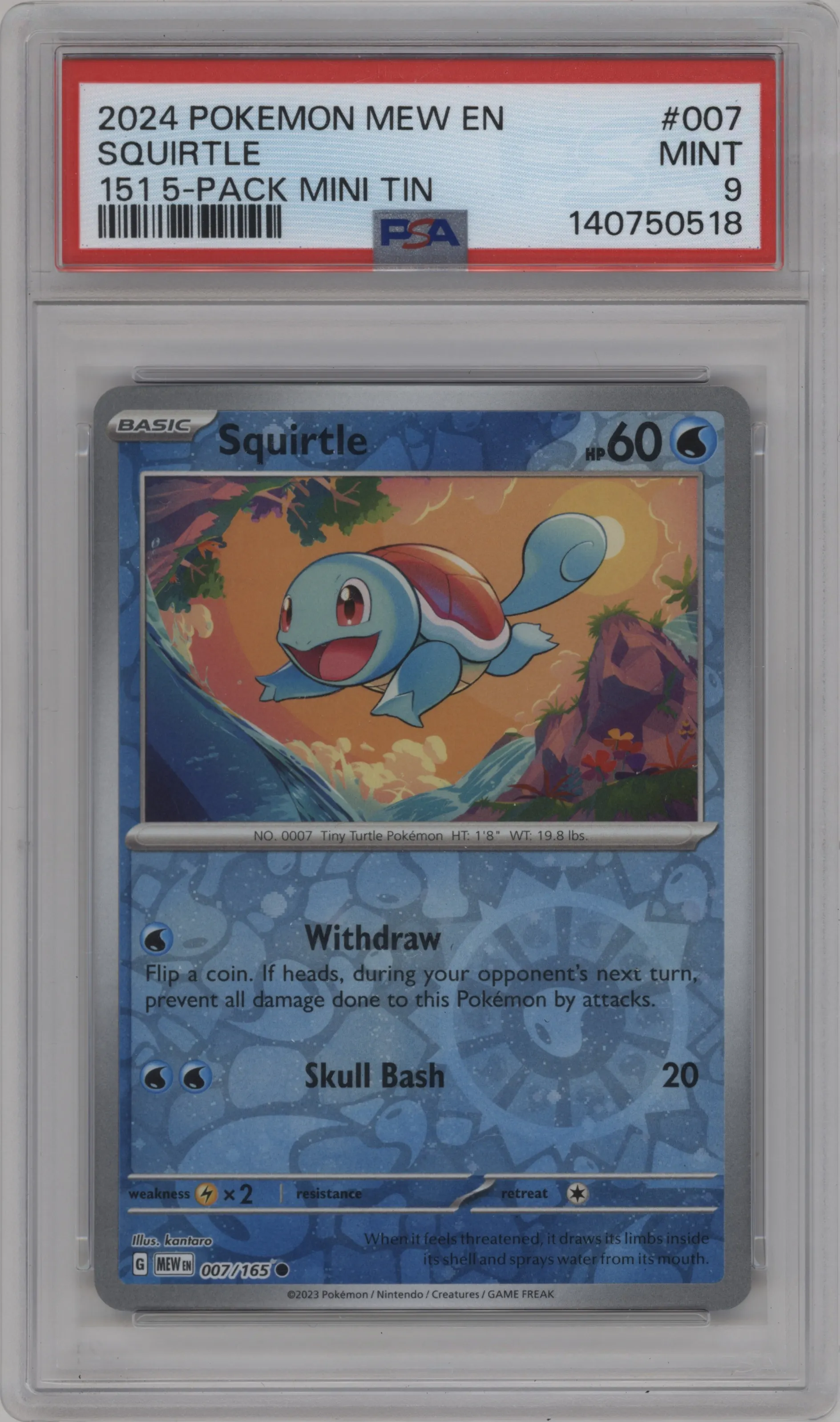2023 Pokemon SV Squirtle Cosmos 151 Mini Tin 5-Pack Costco exclusive #007 PSA 9