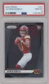 Jayden Daniels from the 2024 Panini Prizm set graded by PSA and given an overall grade of 10.